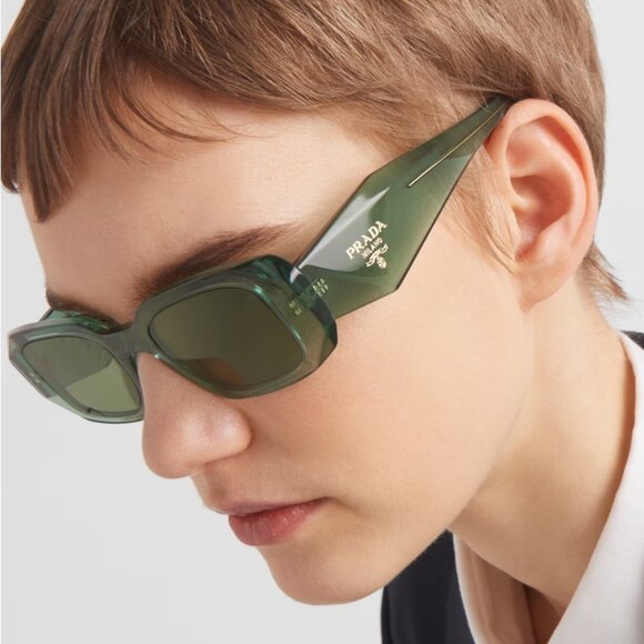 NEW SPR 17W 11R10E PRADA SQUARE PR 17WS 11R10E GREEN PR17WS WOMEN SUNGLASSES - Picture 1 of 14